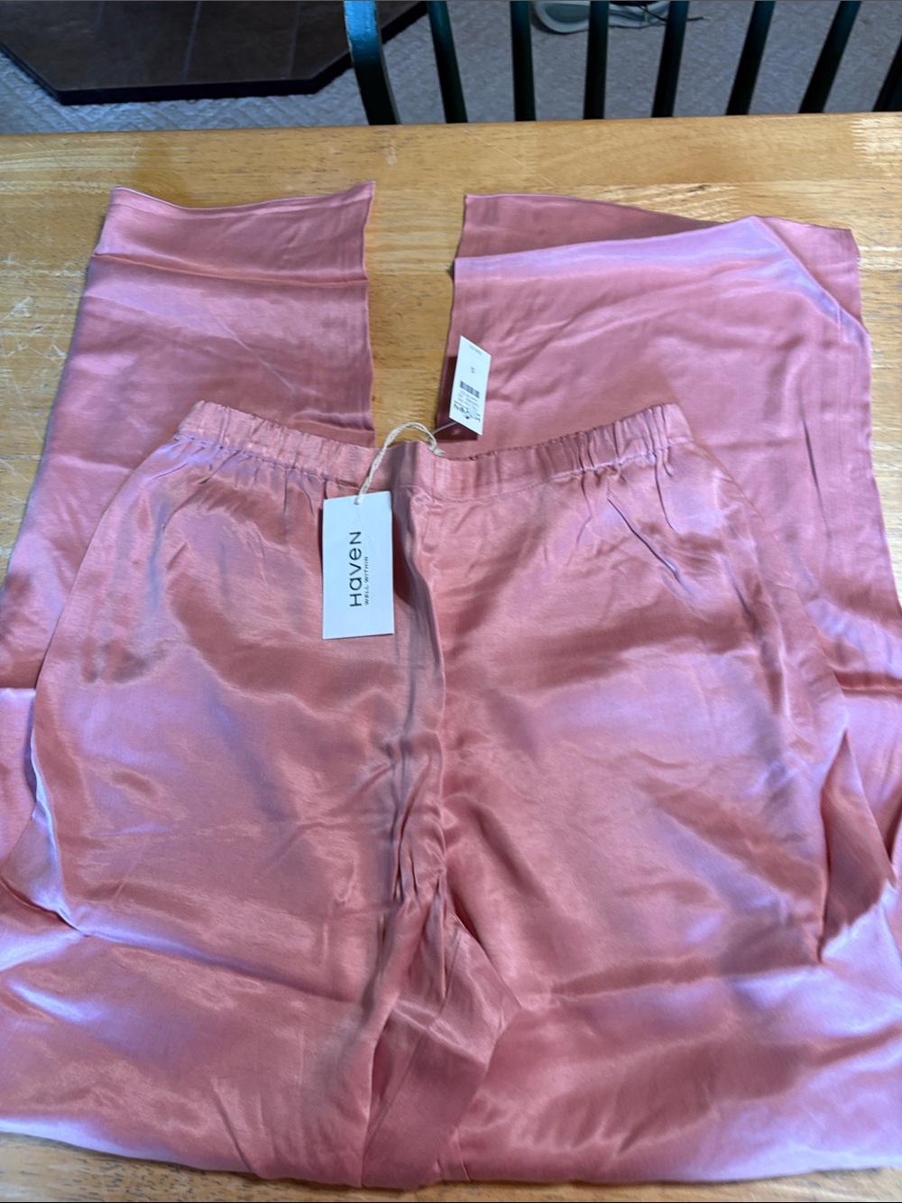 Talbots Haven Well within  Blush Pink Satin Wide-Leg lounge  Pants